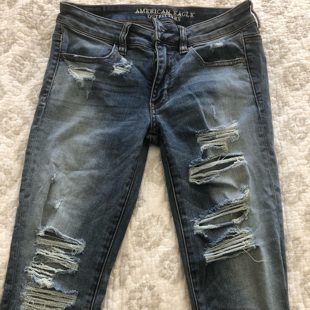 AE Jegging Crop distressed Denim
